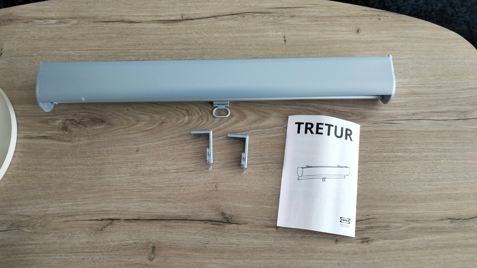IKEA Tretur rolgordijn wit/grijs 60x195 cm, Huis en Inrichting, Stoffering | Gordijnen en Lamellen, Zo goed als nieuw, Grijs, Wit