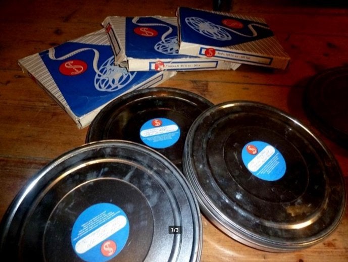 16mm film 3x Siemens Spoelen Origineel in Blik + Doos mooi, Audio, Tv en Foto, Filmrollen, Ophalen of Verzenden, 16mm film