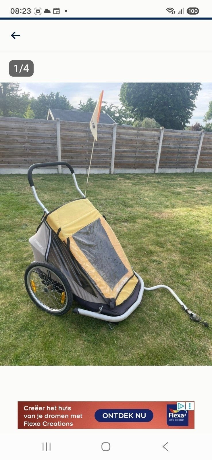 Croozer Kinder/honden fiets/loopkar geel/grijs, Fietsen en Brommers, Fietsaccessoires | Aanhangers en Karren, Ophalen, Gebruikt