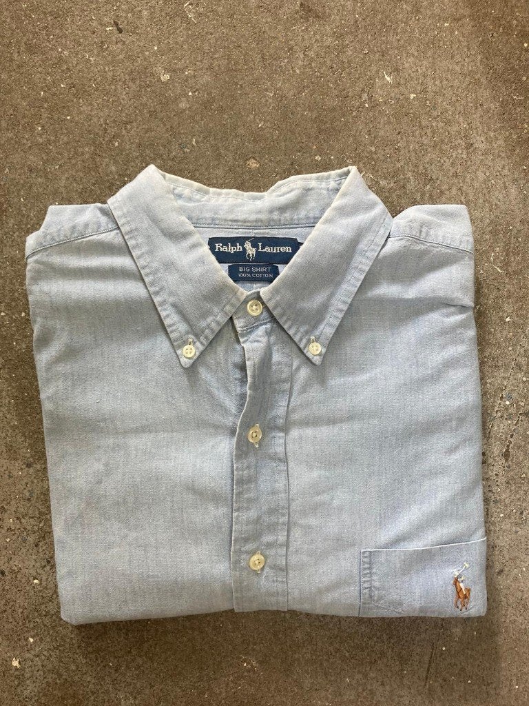 Ralph Lauren Overhemd – XL - Oxford - Blue Plain, Kleding | Heren, Blauw, Ralph Lauren, Ophalen of Verzenden, Zo goed als nieuw