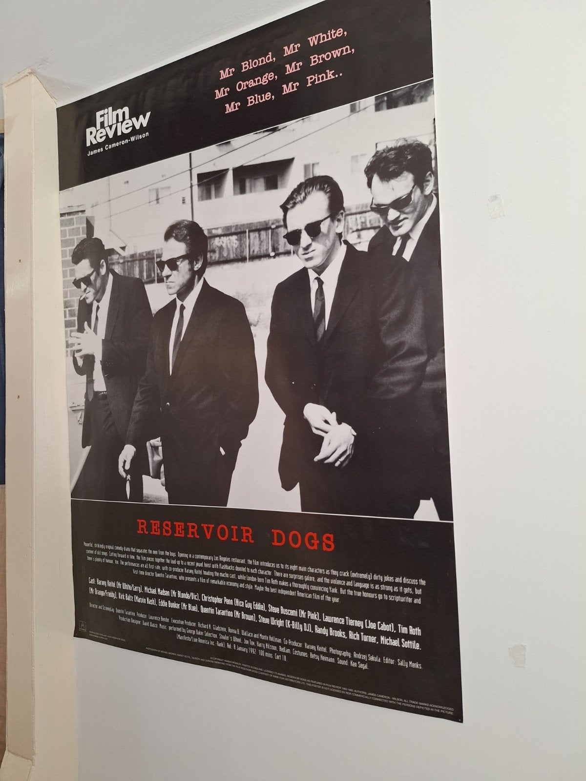 Reservoir Dogs Film Review Poster - Quentin Tarantino, Ophalen of Verzenden, A1 t/m A3, Film en Tv, Rechthoekig Staand