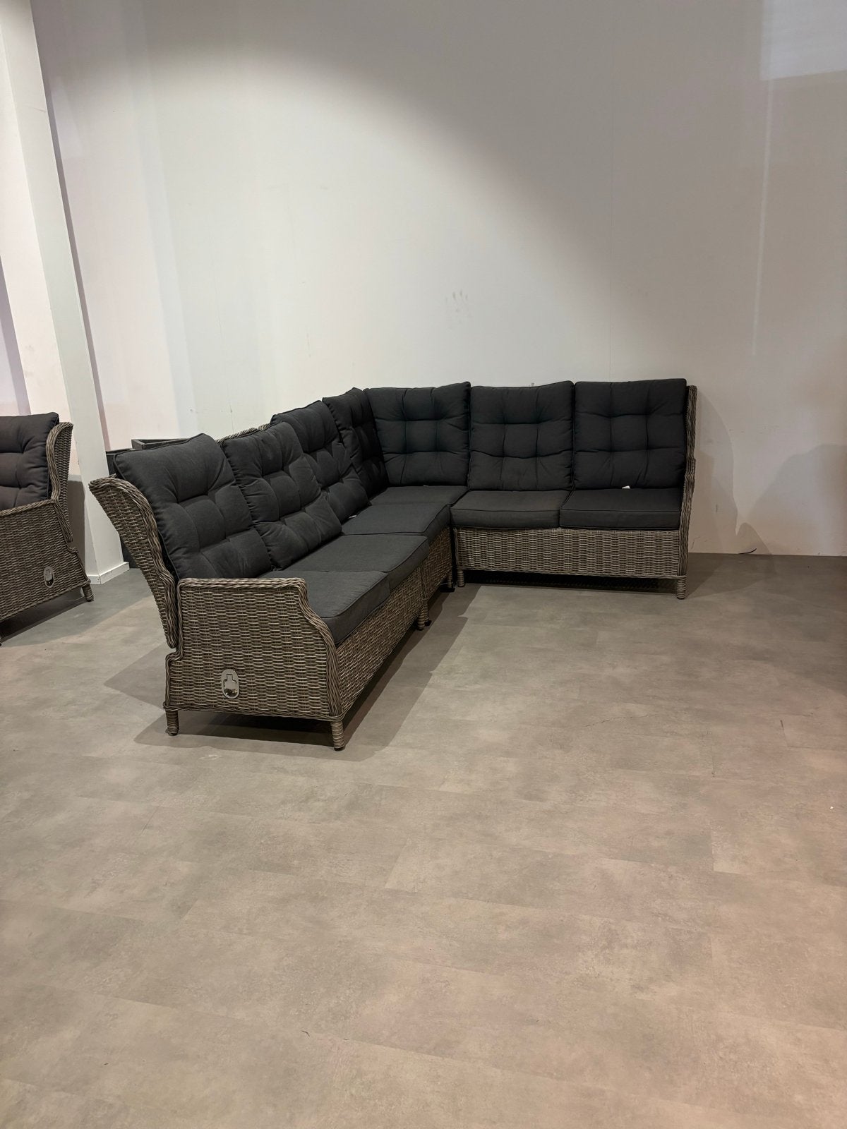 Loungebank hoekbank wicker met kussens, Ophalen of Verzenden, Gebruikt, Riet of Rotan