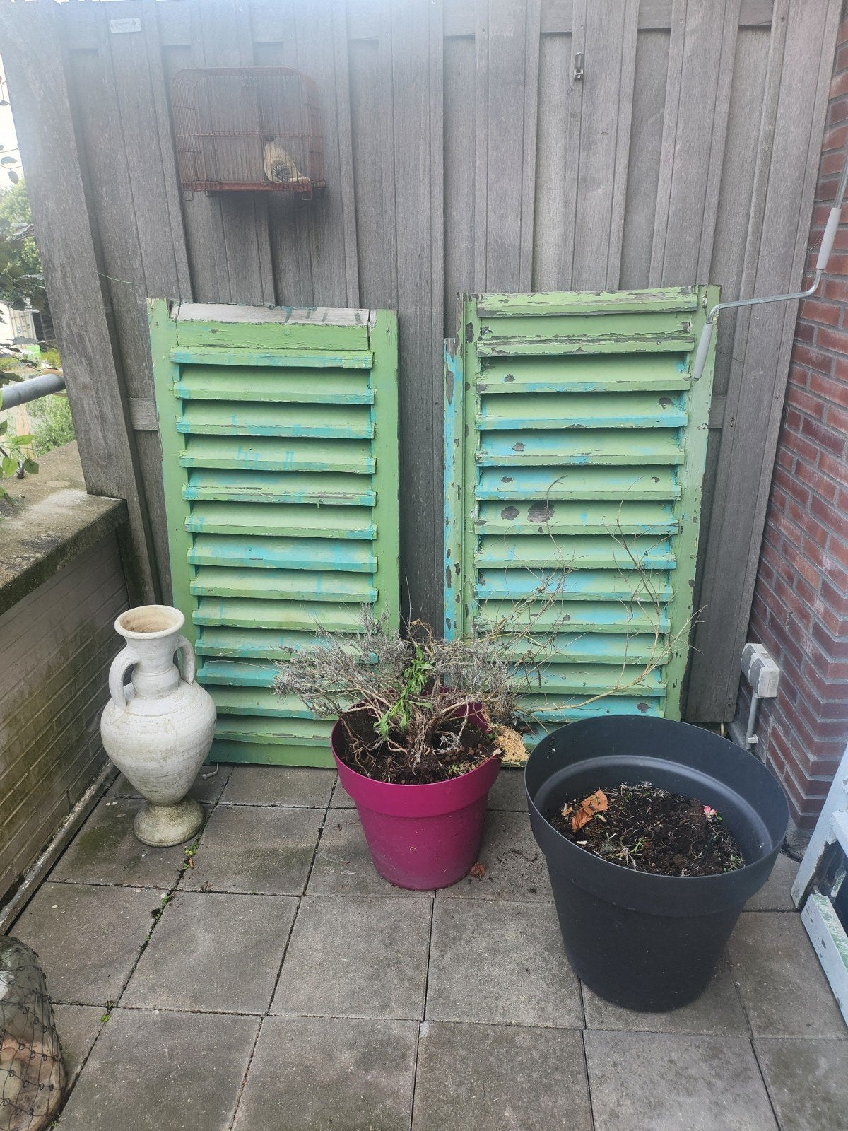 Vintage groene luiken - decoratief, Ophalen, Gebruikt, Overige kleuren, Minder dan 100 cm