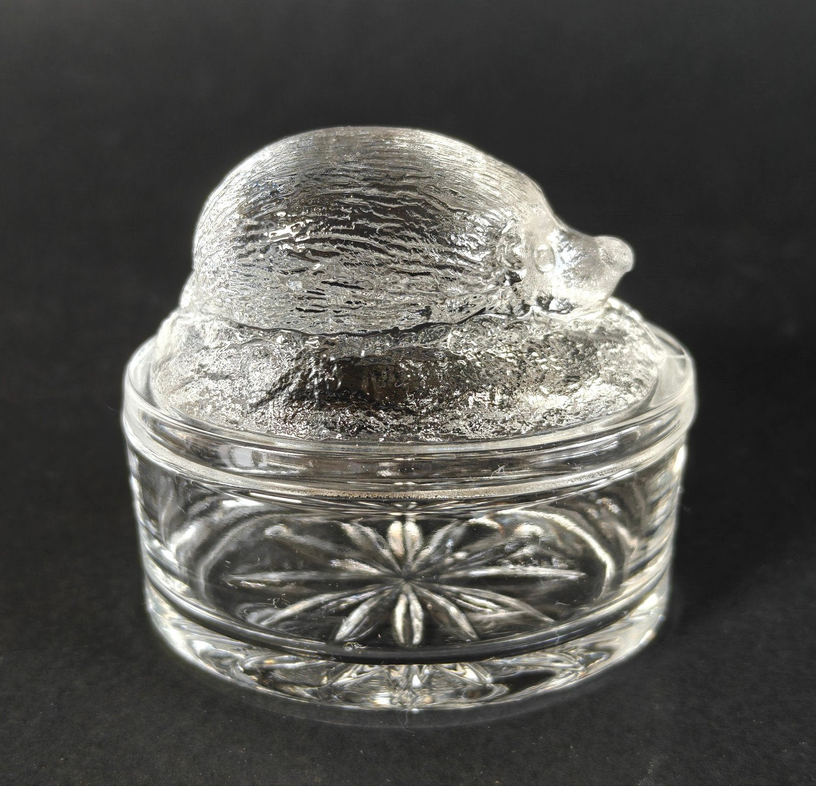 Glazen doosje met egel. Ringen doosje, tanden doosje, Antiek en Kunst, Curiosa en Brocante, Ophalen of Verzenden