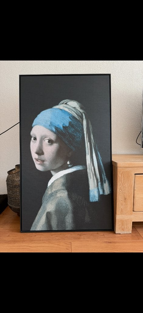 Meisje met de parel op hout in lijst, Ophalen, Portret of Personen, Overige ondergronden
