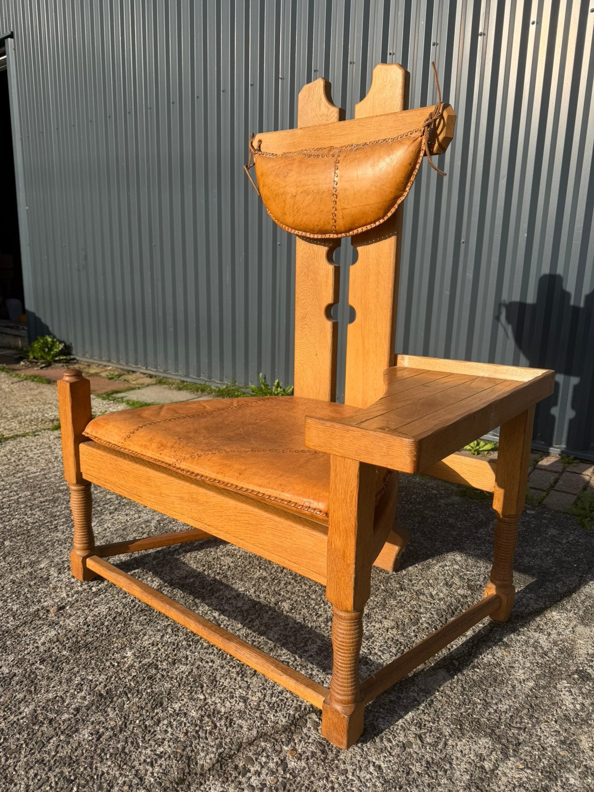 Vintage brutalist stoel eiken fauteuil, Ophalen, Gebruikt, G, Eén