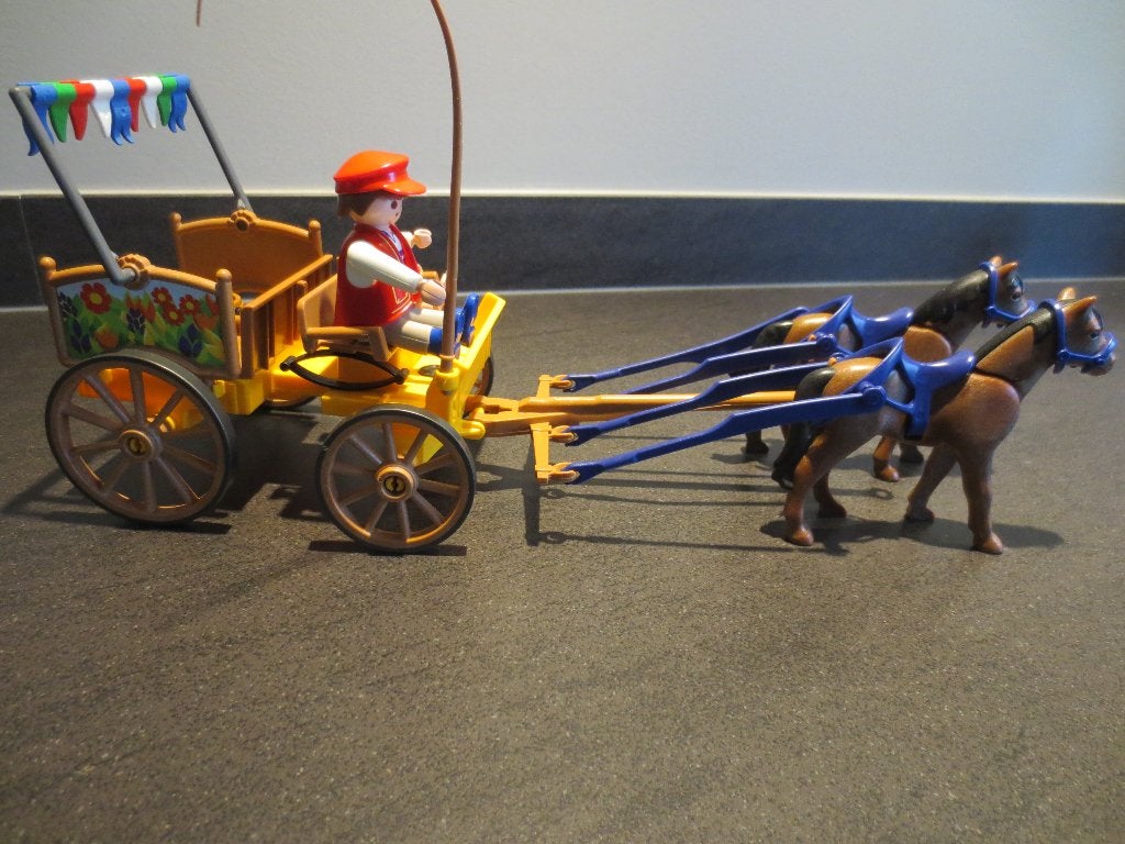 Playmobiel : Paardenkar met Dubbelspan paarden .Compleet., Ophalen of Verzenden, Zo goed als nieuw, Complete set, Overige typen