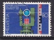1087 - Zwitserland michel 1194 gestempeld , theodolit meetla, Verzenden, Gestempeld