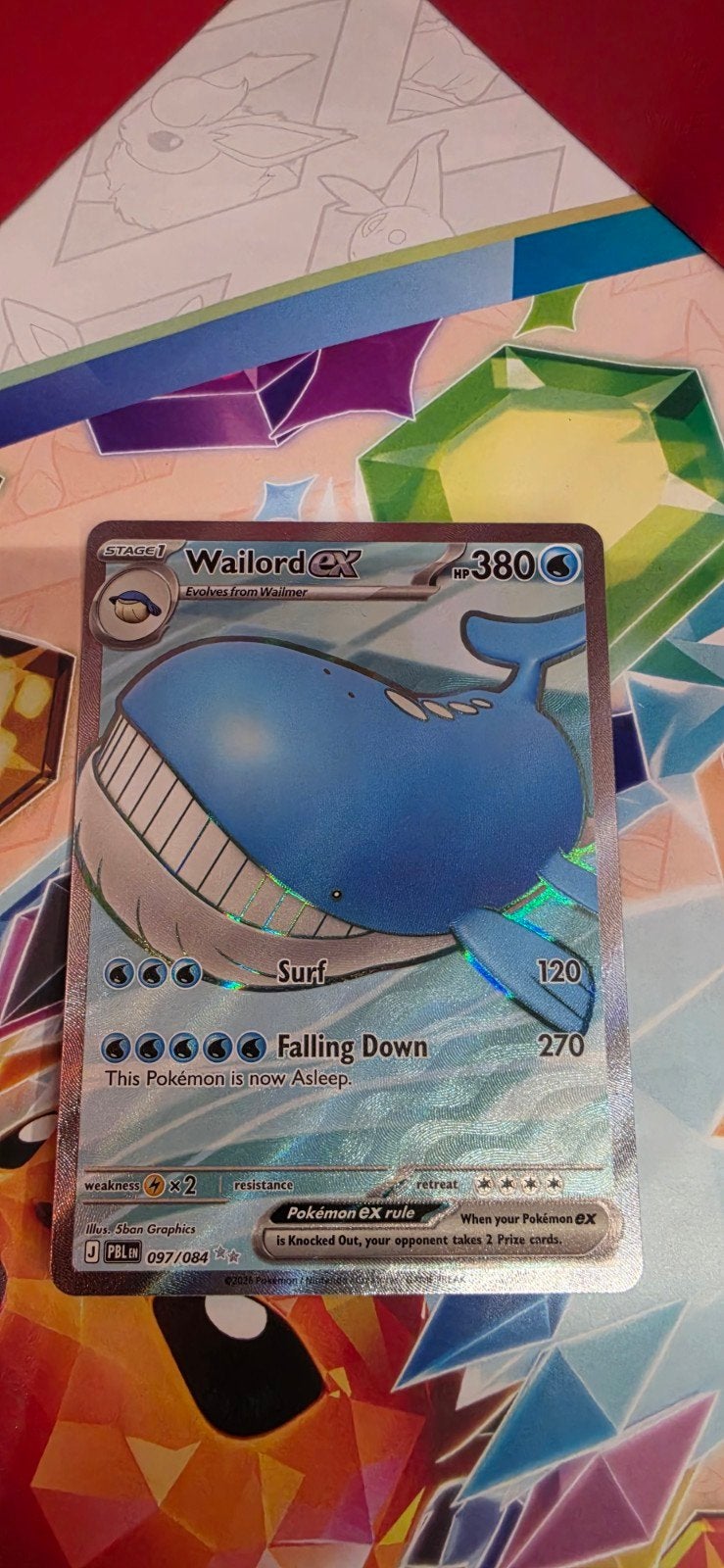 Pokémon Kaart Wailord ex 097/084 Foil, Hobby en Vrije tijd, Verzamelkaartspellen | Pokémon, Ophalen of Verzenden
