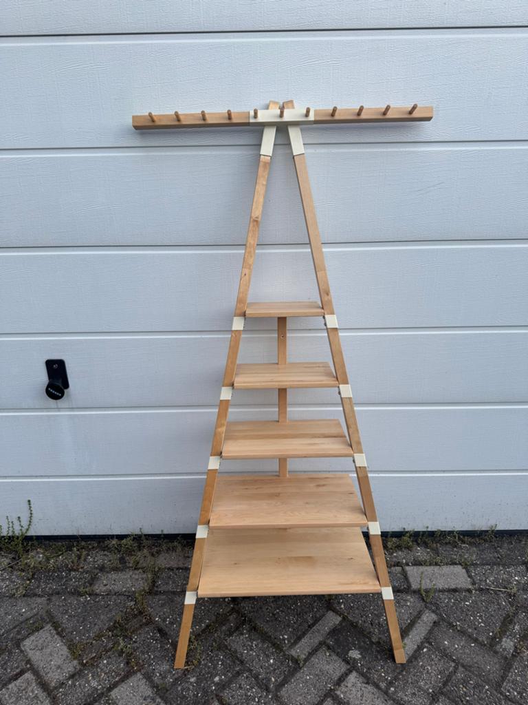IKEA PS 2014 wandrek van berkenhout en staal, Wandkapstok, Gebruikt, ?, 150 tot 200 cm