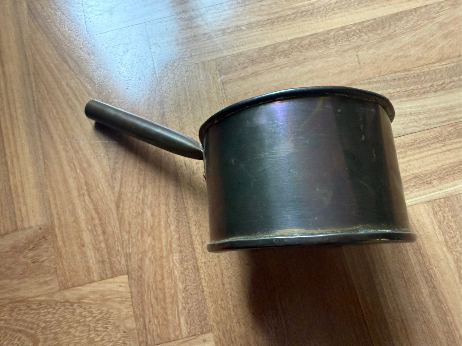 Antieke koperen steelpan met lange steel, Ophalen of Verzenden, Koper