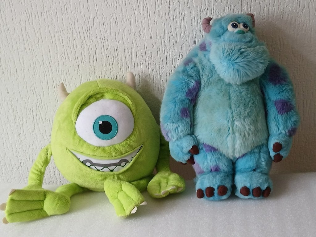 Vintage Monsters Inc. Mike en Sulley Knuffels, Ophalen of Verzenden, Gebruikt, Film, Actiefiguur of Pop