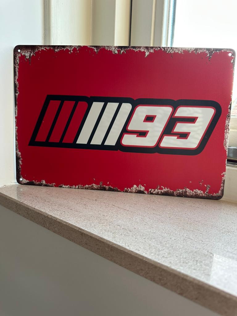 Vintage bord van Marc Marquez MotoGP 20x30, Ophalen of Verzenden, Zo goed als nieuw, Reclamebord