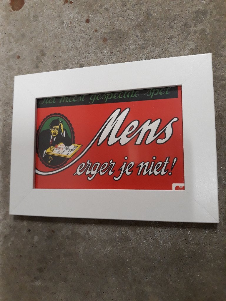 Fotolijst met foto mens erger je niet, Ophalen of Verzenden, Fotolijst