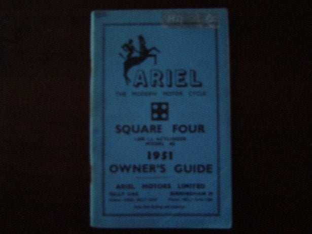 Ariel 4G Square  four 1000cc 1951 motorcycle owner's  manual, Motoren, Handleidingen en Instructieboekjes, Ophalen of Verzenden