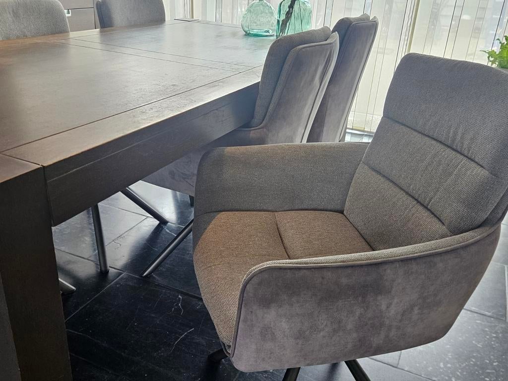 6 eetkamerstoelen, Ophalen, Gebruikt, Grijs