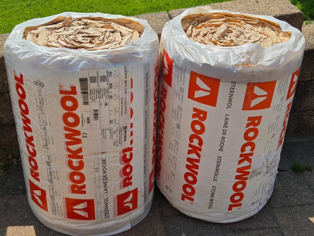 Rockwool Steenwol Isolatie - 2 rollen (600x60x8cm), Doe-het-zelf en Verbouw, Nieuw, Steenwol, 15 m² of meer, Ophalen
