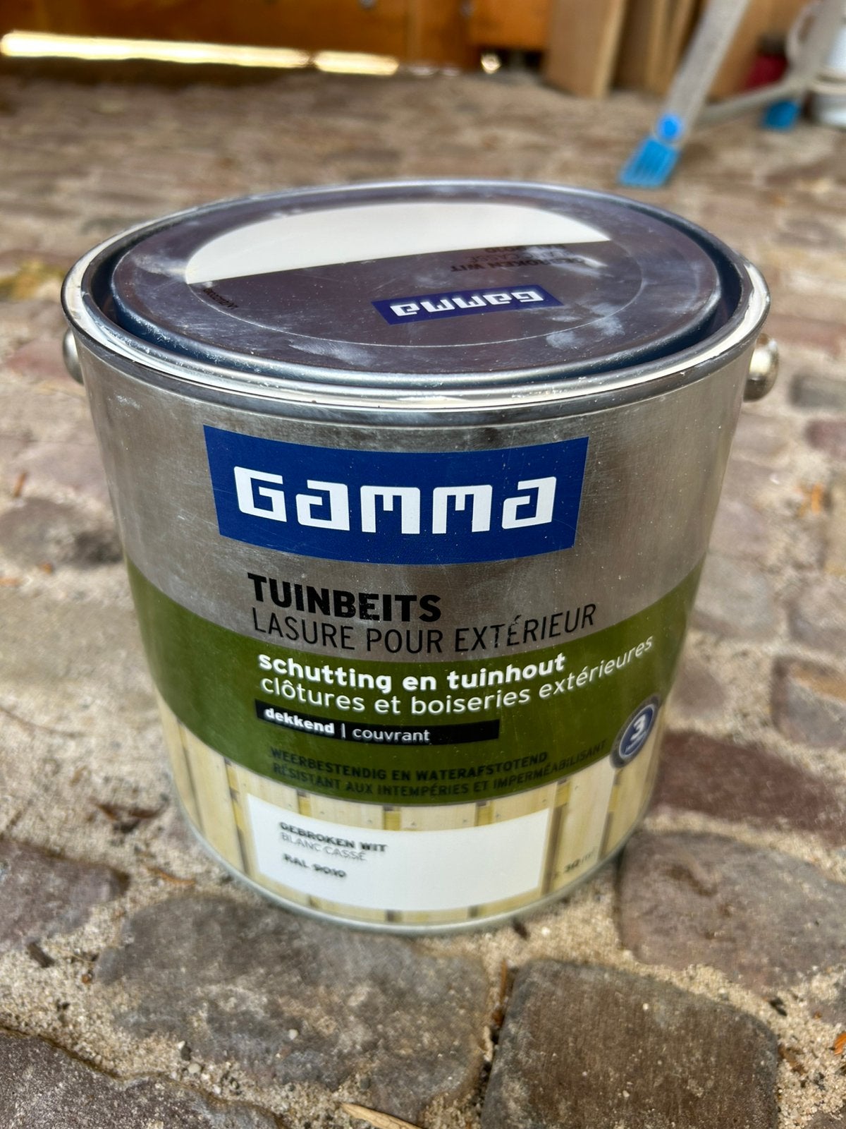 GAMMA Tuinbeits Dekkend – Gebroken Wit– Bijna (95%) vol!, Ophalen, Zo goed als nieuw, Wit