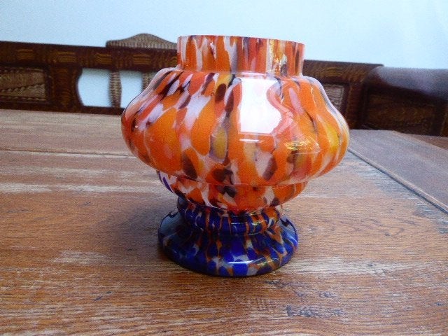 Art deco vaas in Spatterglas,  Kralik Tsjechie, Ophalen of Verzenden