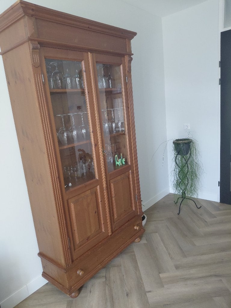 grenen glazenkast, Ophalen, Gebruikt, 200 cm of meer, Grenenhout