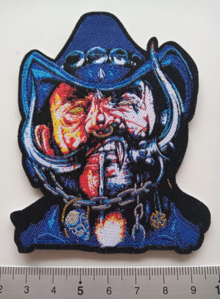 Motorhead prachtige  shaped patch 158 goud +zilver print, Verzenden, Nieuw, Kleding