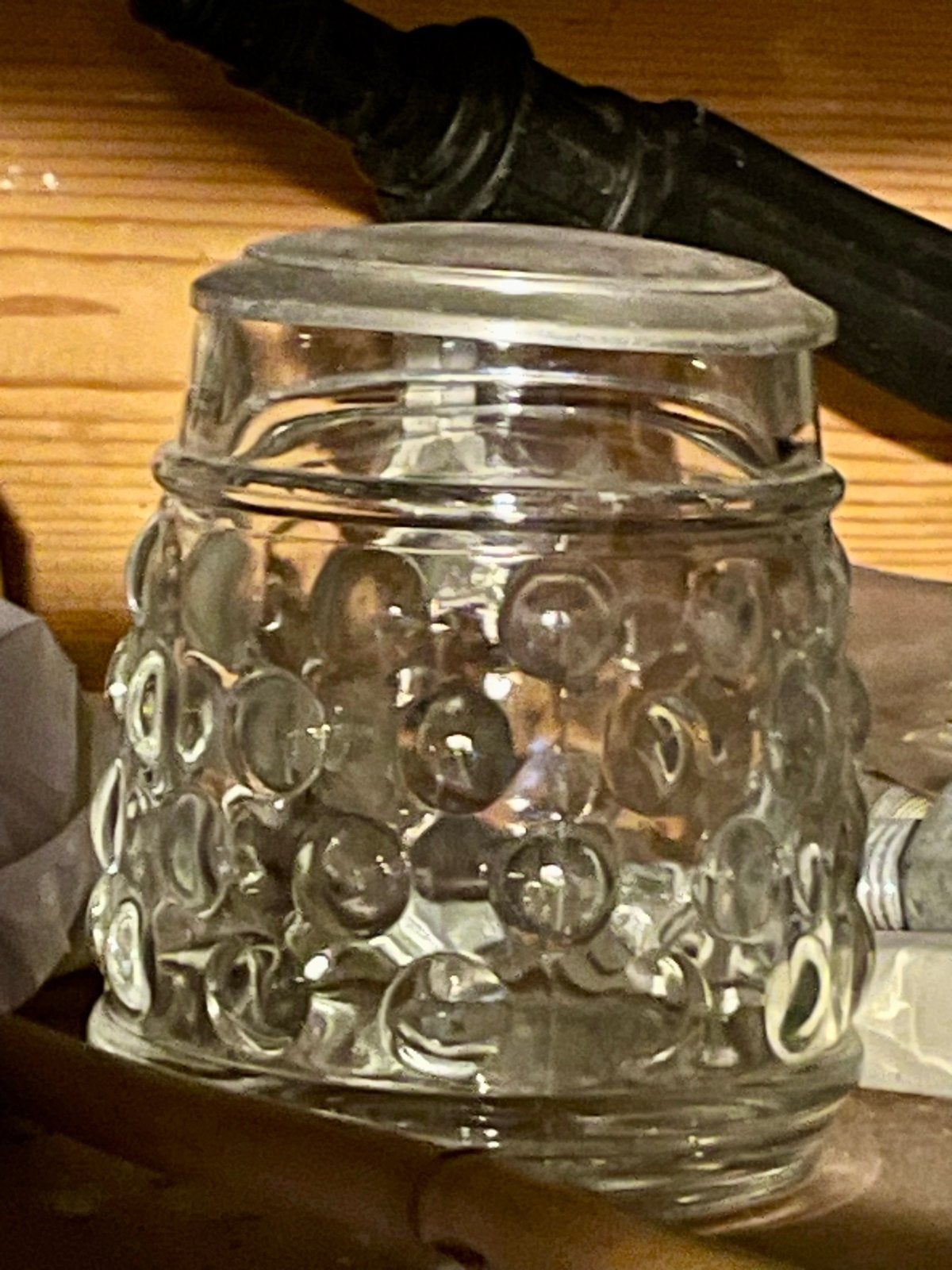 Vintage Glazen Bierpul met Reliëfdecoratie, Ophalen of Verzenden