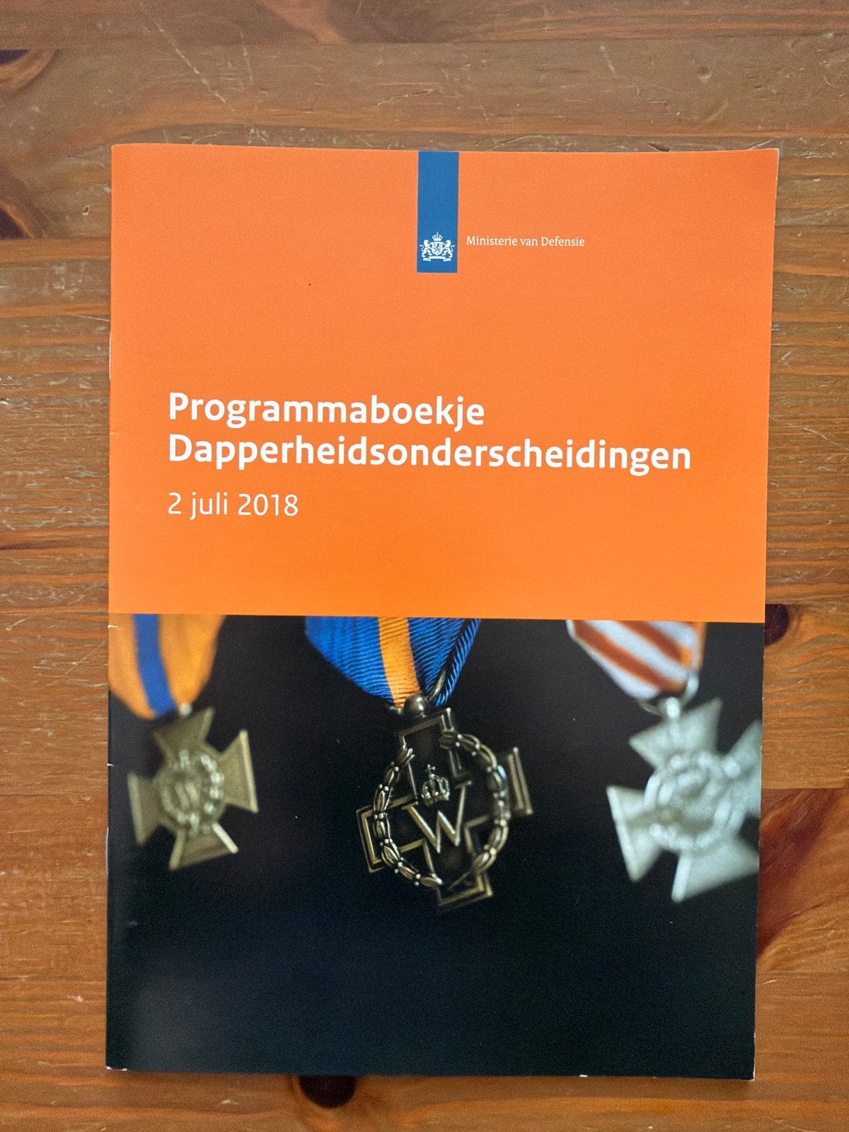 Programmaboekje Dapperheidsonderscheidingen 2 juli 2018, Ophalen of Verzenden, Overige soorten, Nederland, Boek of Tijdschrift