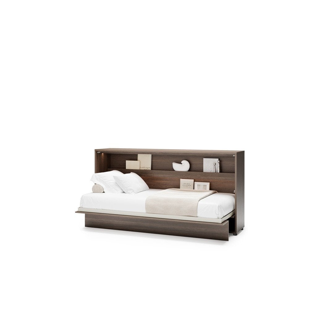 Concept opklapbed horizontaal - 90x200 - Walnoot, Niet ingevuld, Niet ingevuld, Niet ingevuld