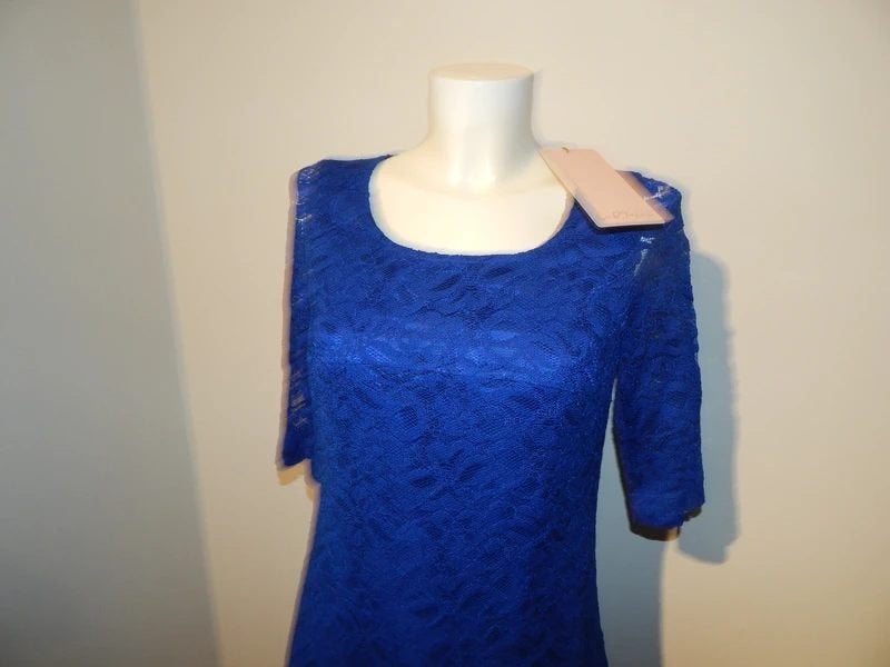 Ladress jurk van kant vorstelijk kobalt blauw Nieuw xs, Nieuw, Ladress, Maat 34 (XS) of kleiner, Boven de knie