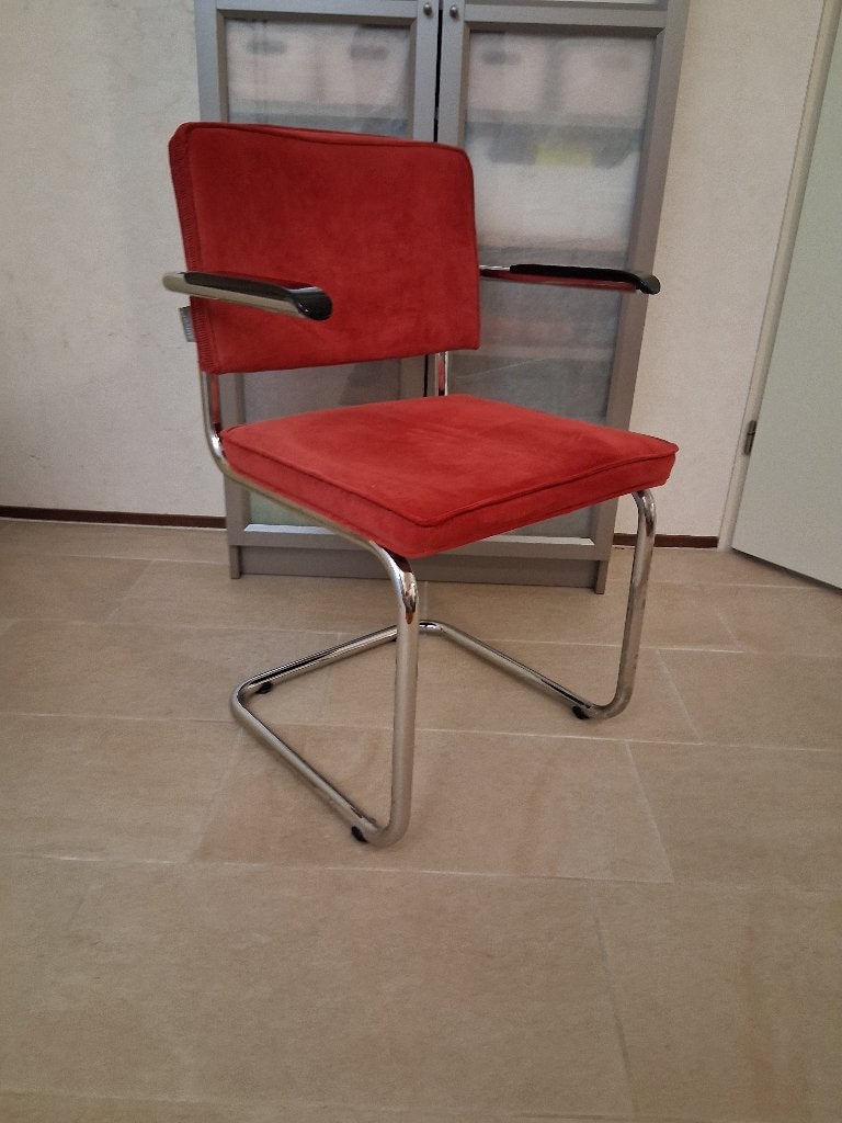 eetkamerstoelen, Huis en Inrichting, Ophalen, Overige kleuren, Ribstof corduroy, Chromen onderstel,, Kunststof