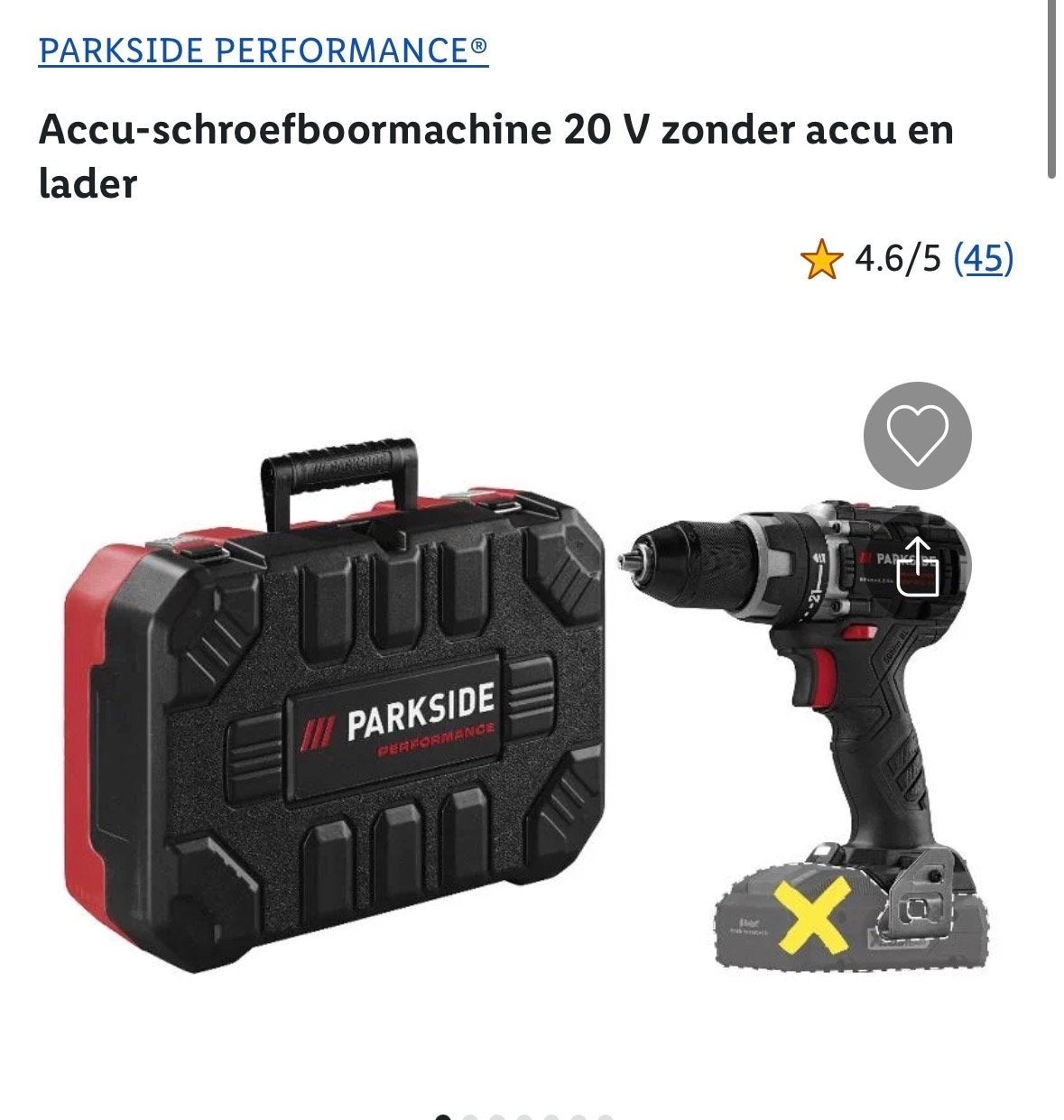 PARKSIDE PERFORMANCE Accu-schroefboormachine 20 V, Ophalen of Verzenden, Gebruikt, Boor- en Schroefmachine, Variabele snelheid