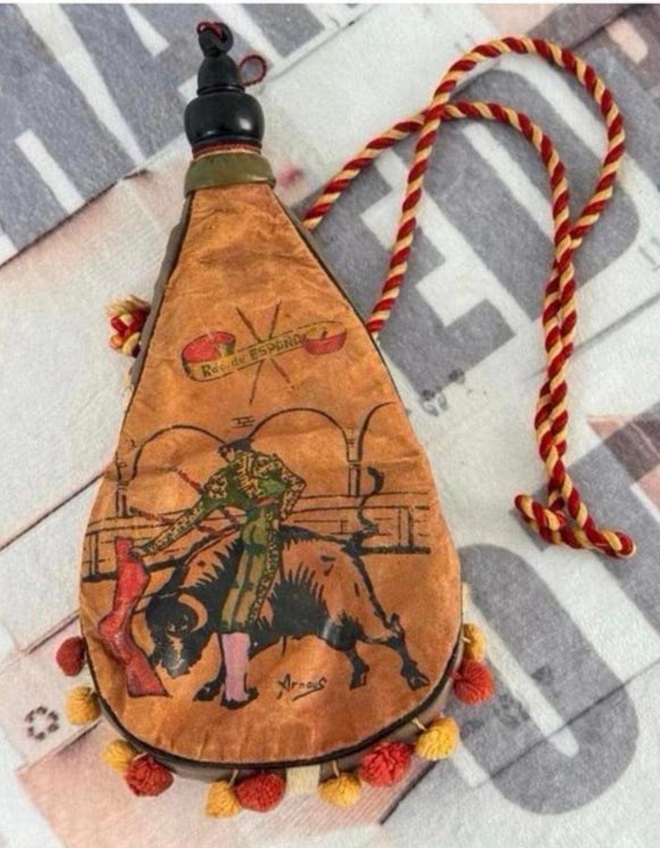 Spanje 1970 lederen Boto tas wijn water drinkzak Espana, Ophalen of Verzenden