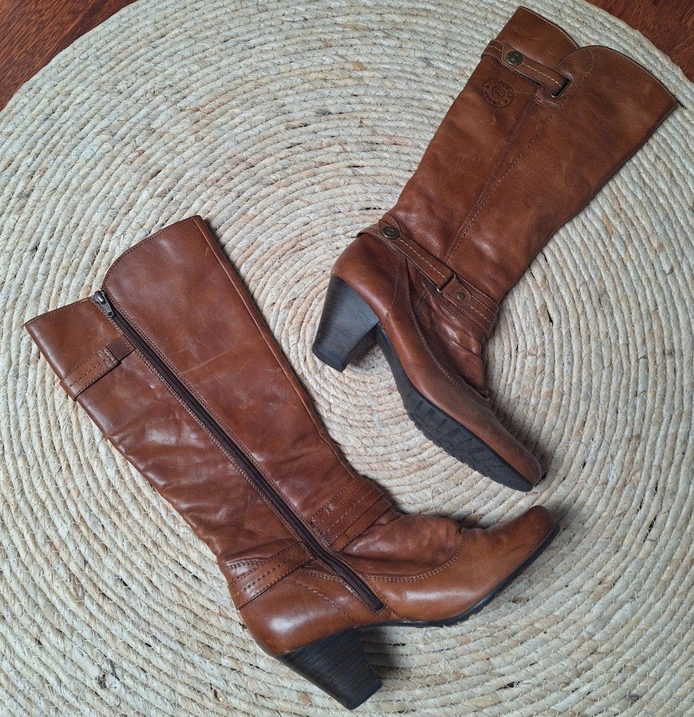 Vintage Stars leren laarzen maat 39, Bruin, Ophalen of Verzenden, Gedragen, Hoge laarzen