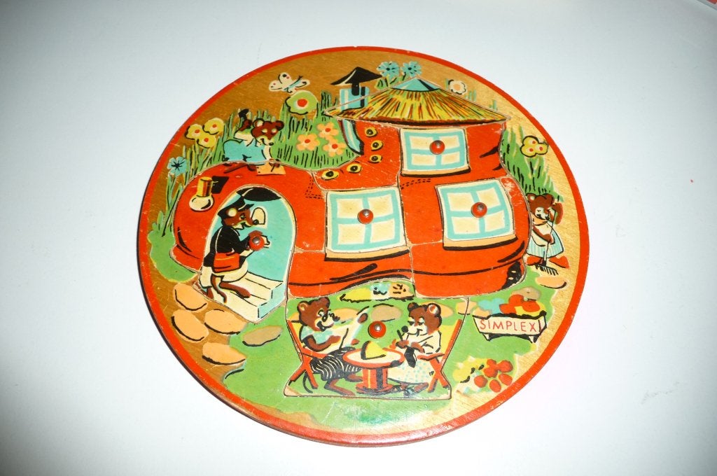 OUDE SIMPLEX RONDE PUZZEL HOUT DE MUIZENSCHOEN, 2 tot 4 jaar, Gebruikt, Van hout, Verzenden