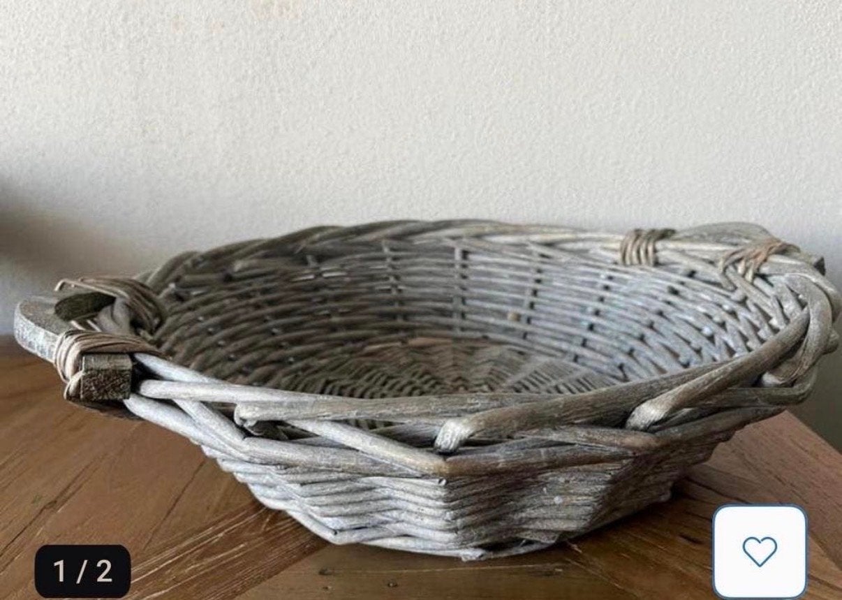 Decoratieve rieten manden met handvatten, Huis en Inrichting, Gebruikt, Mand, Rond, Ophalen of Verzenden