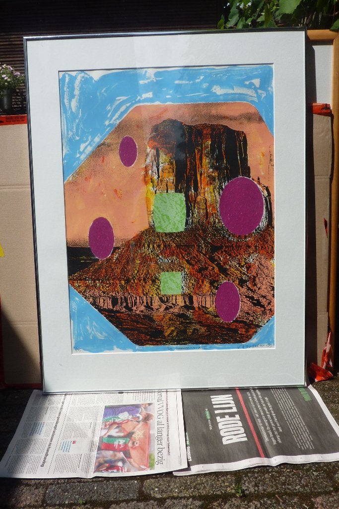 zeefdruk Jelis van Dolderen - La Montanara II ingelijst, Antiek en Kunst, Kunst | Litho's en Zeefdrukken, Ophalen, Abstract, Zeefdruk