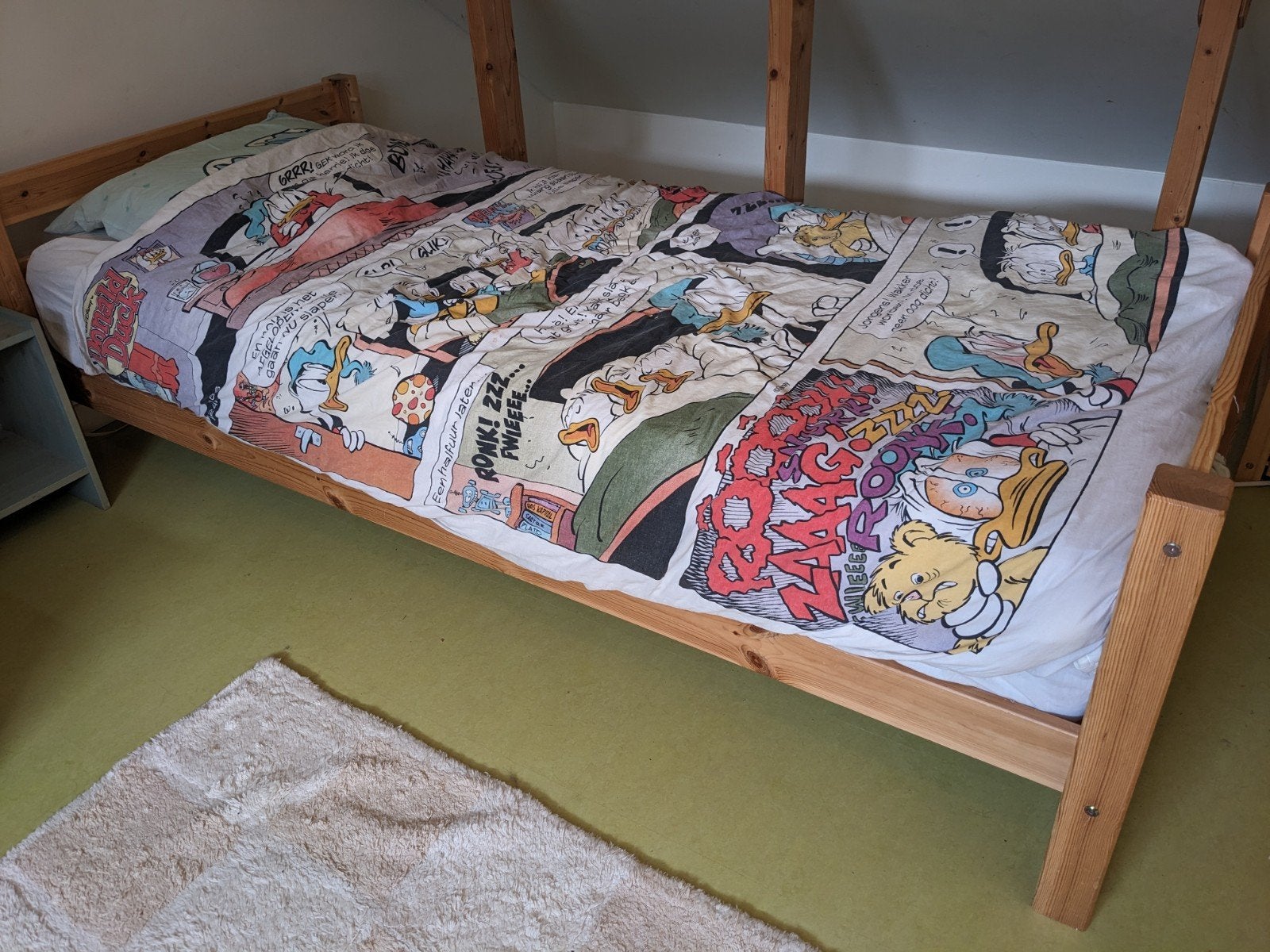 Bed grenen hout, Ophalen, Gebruikt, Eenpersoons, Bruin