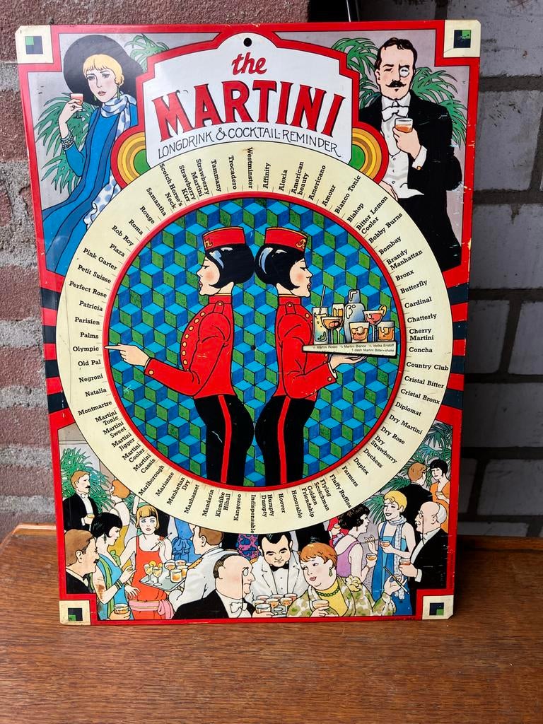 Vintage Martini cocktail reminder bord, Ophalen of Verzenden, Gebruikt