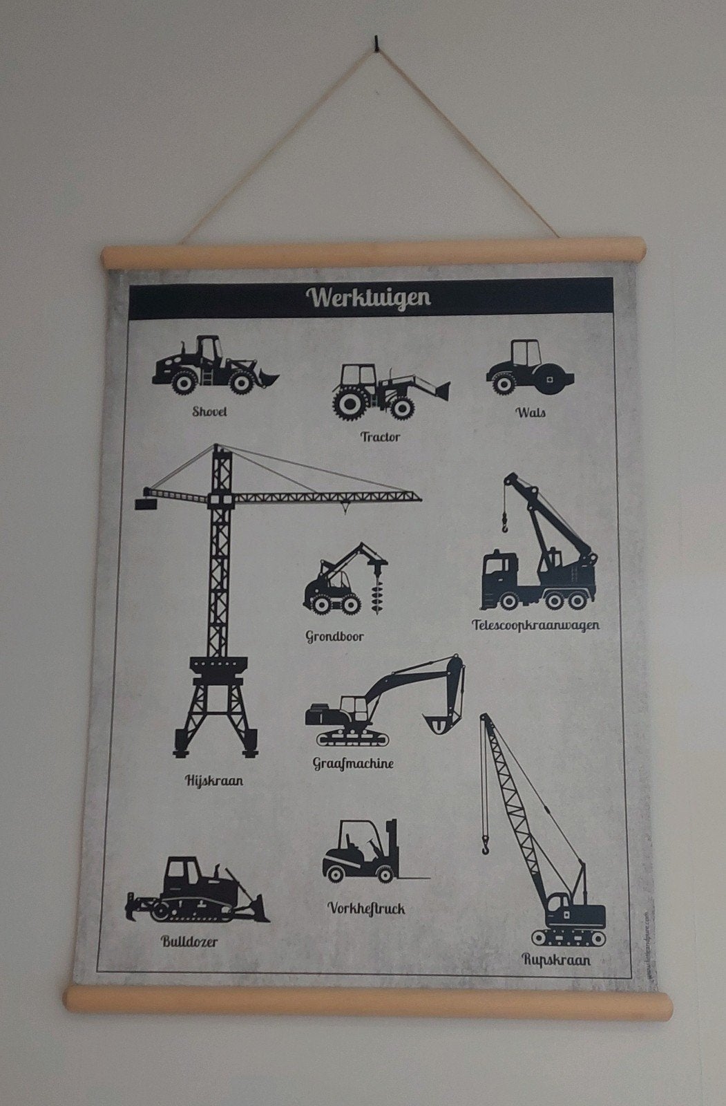 Bouwvoertuigen/bouwplaats Schoolplaat , zgan, Ophalen of Verzenden, Zo goed als nieuw, Wanddecoratie