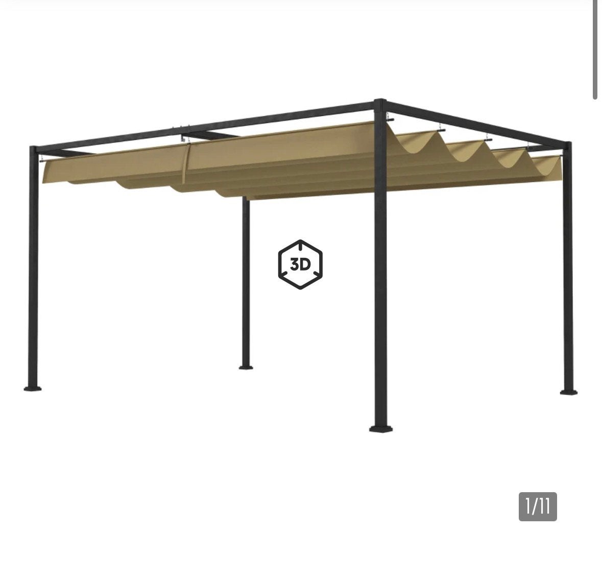 Nieuwe pergola overkapping paviljoen met khaki taupe doek, Ophalen, Nieuw, Tuinpaviljoen
