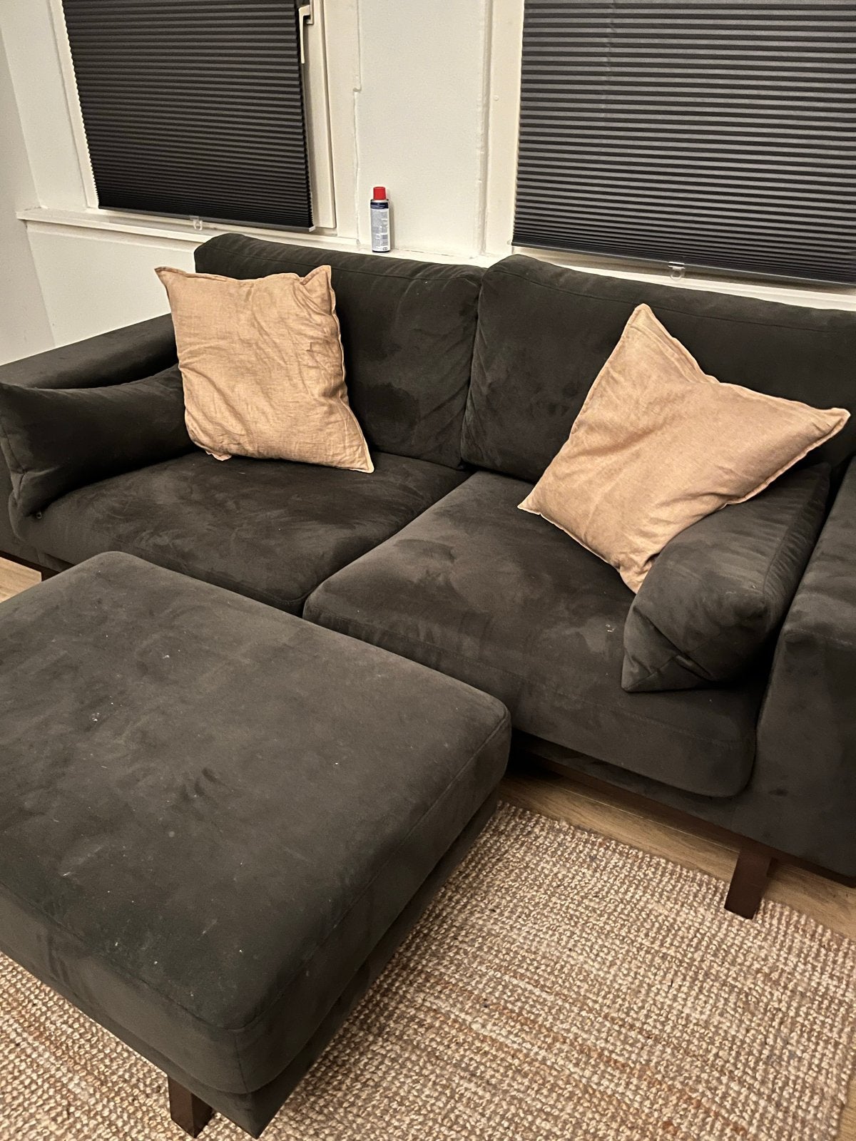 Nous Living Torino 2-zitsbank met chaise longue - Groen fluw, Huis en Inrichting, Hoekbank, Tweepersoons, Ophalen of Verzenden