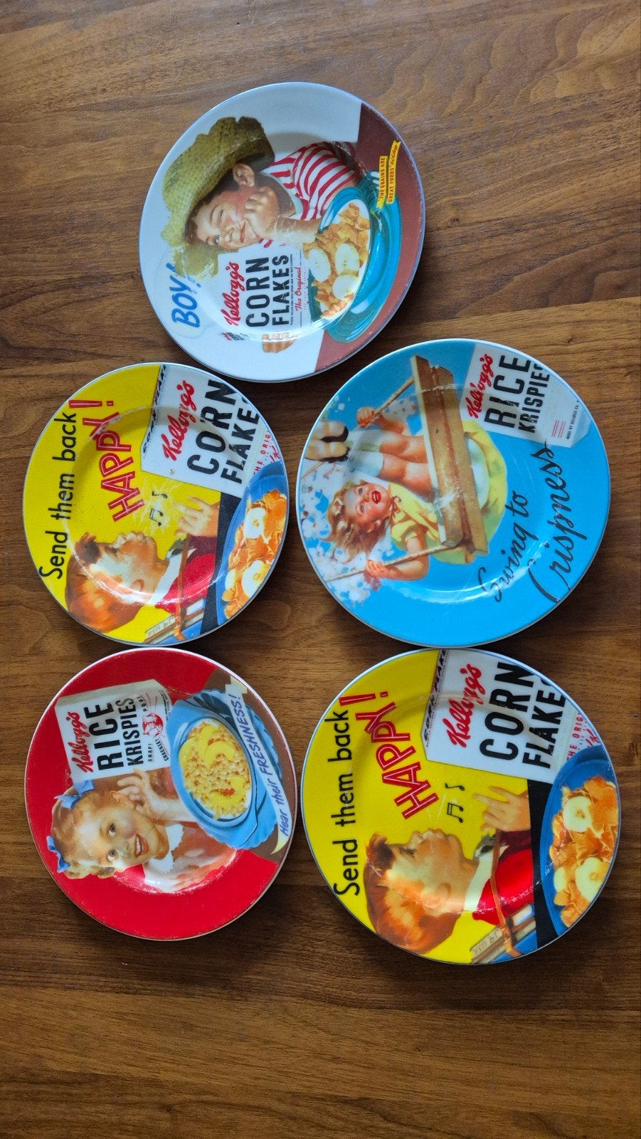 Vintage Kellogg's Cereal Borden, Set van 5, Ophalen of Verzenden