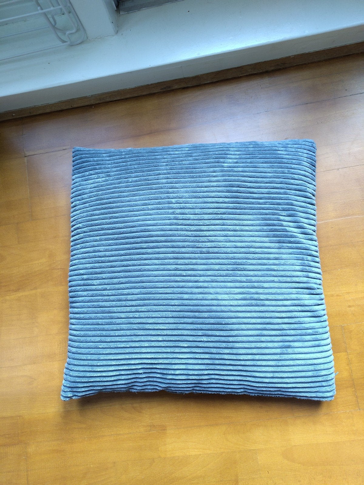 Blauw rib/velours kussen 56x56, Ophalen, Blauw, Vierkant