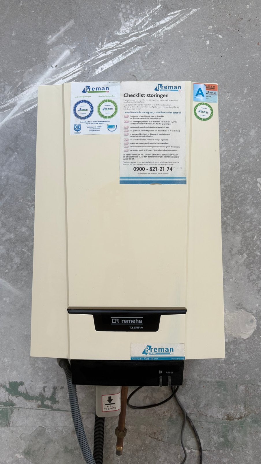 CV ketel Remeha Tzerra M 28c (2013), Ophalen, 30 tot 80 cm, Gebruikt, Hoog rendement (Hr)