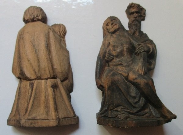 antiek handgesneden houten kruisaflegging relikwie 18eeuws, Antiek en Kunst, Antiek | Religie, Verzenden
