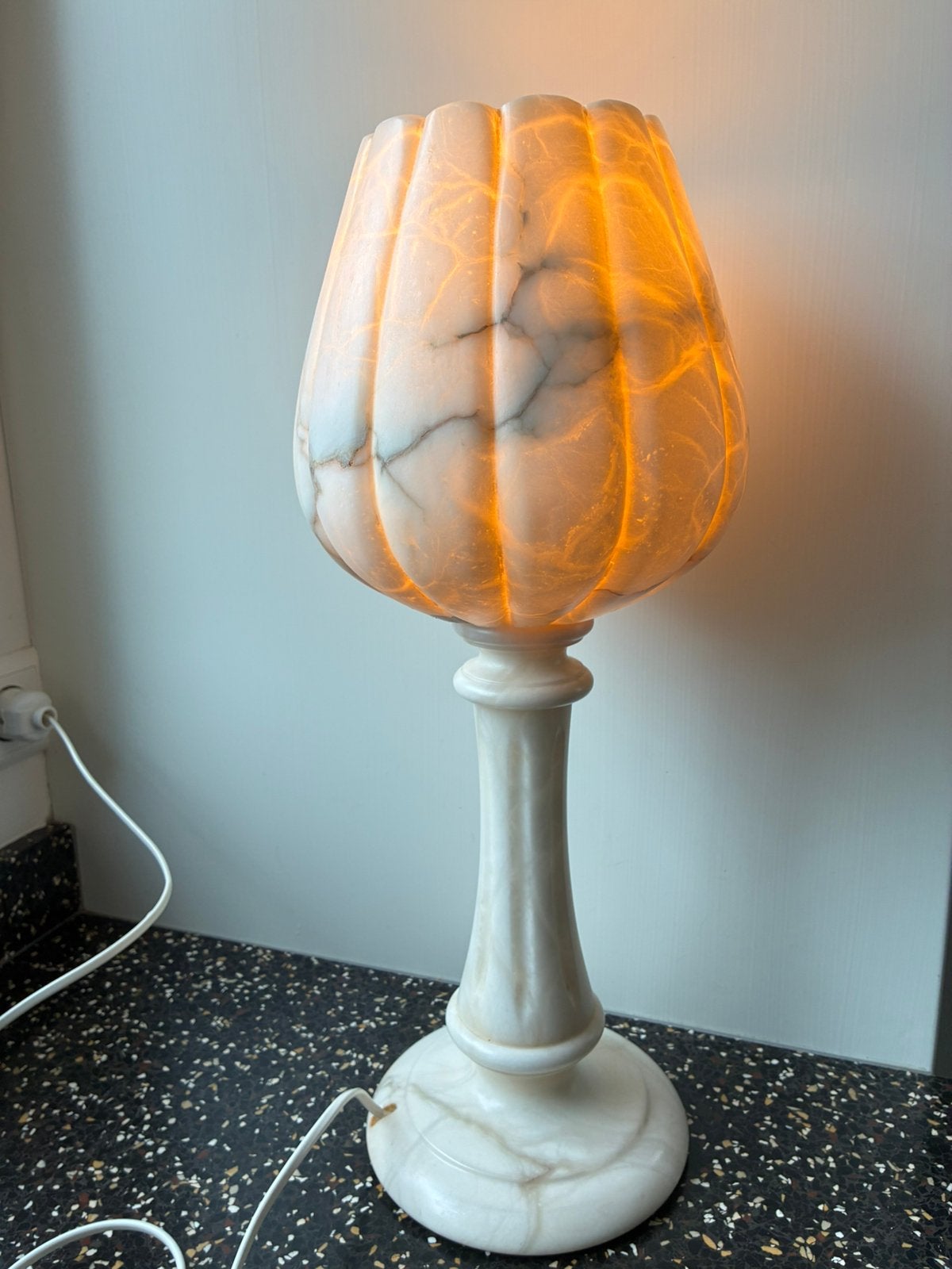 Grote Albast tulp schemerlamp, Ophalen, Gebruikt, Schemerlamp