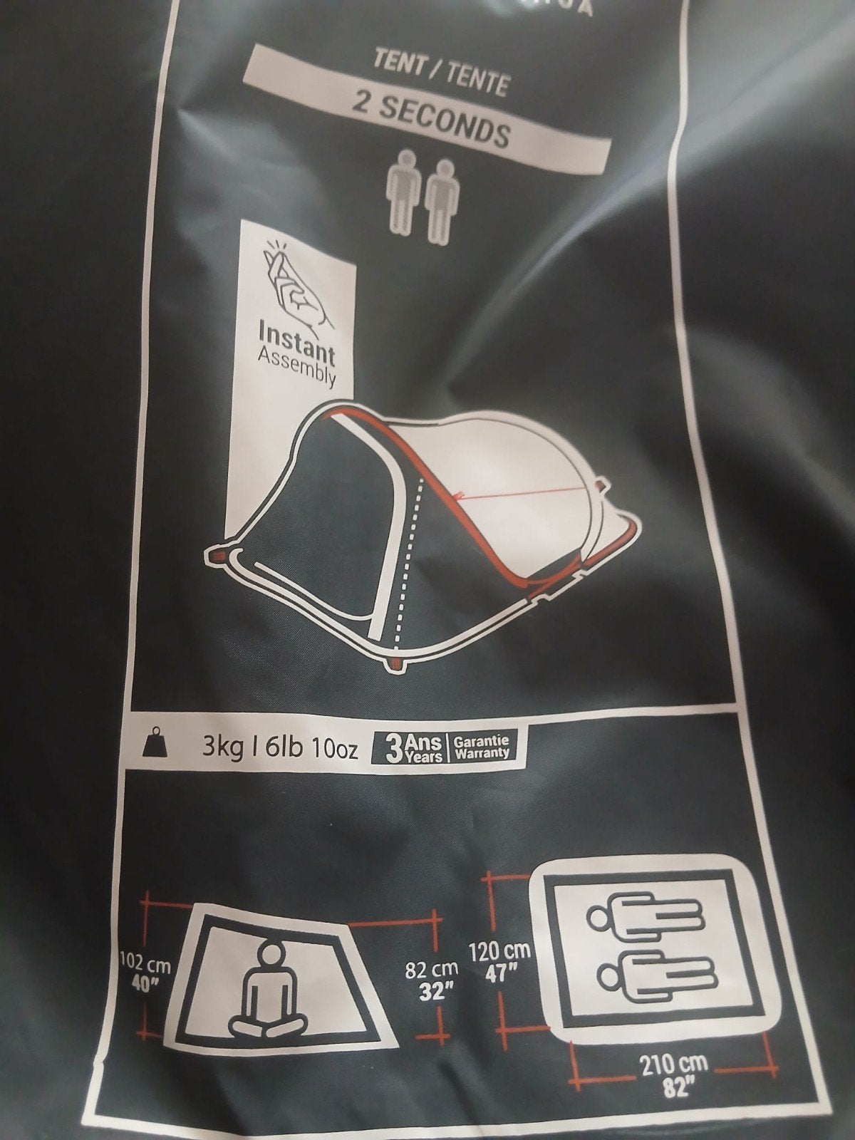 Quechua 2 Seconds pop-up tent voor 2 personen, Ophalen, Gebruikt, Tot en met 2