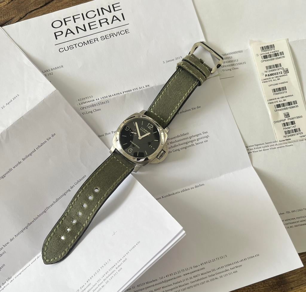 Panerai luminor 1950 (pam00312), Sieraden, Tassen en Uiterlijk, Horloges | Heren, Ophalen of Verzenden, Zo goed als nieuw, Leer