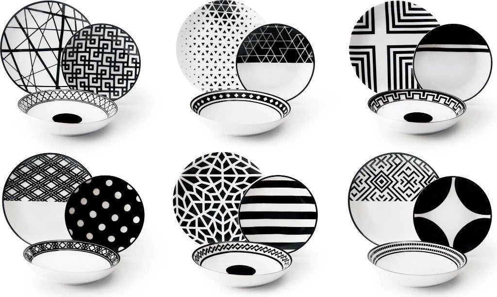 Excelsa Italiaans Design Servies - Zwart/Wit 18-delig, Overige merken, Keramiek, Nieuw, Ophalen of Verzenden