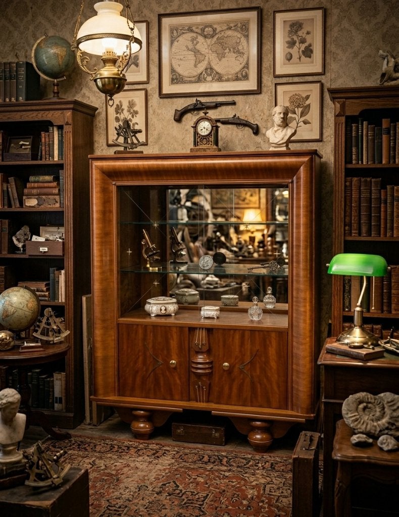 Art Deco Kast Display Meubel Design Wandkast vintage Vitrine, Ophalen, 100 tot 150 cm, 100 tot 150 cm, Teakhout
